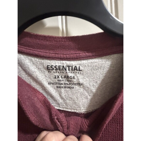 Essential By Seven Apparel Men’s 2XL Thermal 3 Button Shirt - Picture 3 of 4